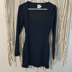 BACK IN TIME LONG SLEEVE MINI DRESS BLACK